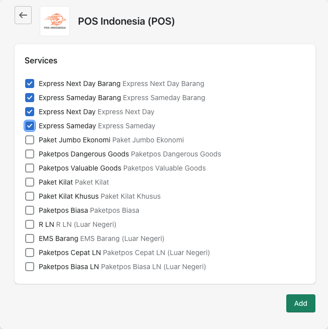 Courier Service Setting